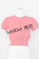 MILK / CD ハートボタン半袖カーデ  赤 T-25-02-21-010-ML-TO-SA-ZI