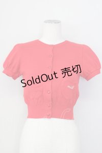 MILK / CD ハートボタン半袖カーデ  赤 T-25-02-21-010-ML-TO-SA-ZI