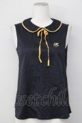 MILK / M刺繍ノースリーブブラウス  黒Ｘマスタード T-25-02-21-013-ML-BL-SA-ZI