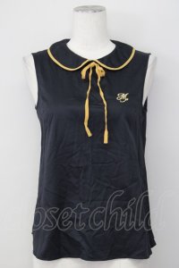 MILK / M刺繍ノースリーブブラウス  黒Ｘマスタード T-25-02-21-013-ML-BL-SA-ZI