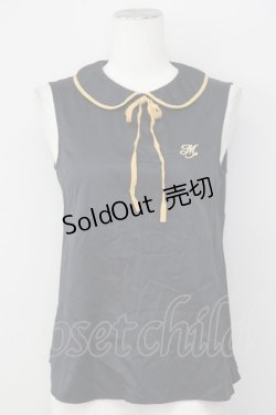 画像1: MILK / M刺繍ノースリーブブラウス  黒Xマスタード T-25-02-21-013-ML-BL-SA-ZI