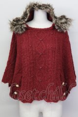 axes femme / フード付きニットポンチョ  ボルドー T-25-02-23-020-AX-TO-SA-ZT219