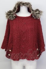 画像1: 【SALE】axes femme / フード付きニットポンチョ  ボルドー T-25-02-23-020-AX-TO-SA-ZT219 (1)