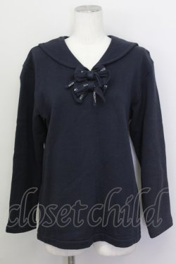 画像1: INGEBORG / セーラーダブルリボンスウェット M ネイビー T-25-02-23-021-LO-TO-SA-ZT219