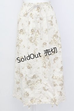 画像1: KANEKO ISAO / 裾リボン花柄スカート  ベージュ T-25-02-23-025-EL-SK-SA-ZT