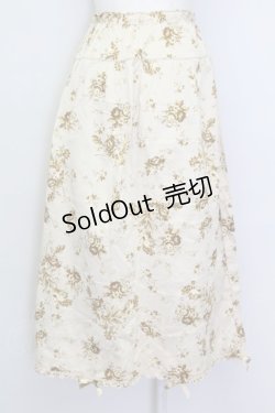 画像2: KANEKO ISAO / 裾リボン花柄スカート  ベージュ T-25-02-23-025-EL-SK-SA-ZT