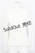axes femme / 胸元フリルカットソー M アイボリー T-25-02-23-006-AX-TO-SA-ZT