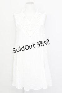 axes femme / モチーフレース使い楊柳チュニック  白 T-25-02-23-008-AX-TO-SA-ZT