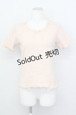 画像1: KANEKO ISAO / レースリボン半袖Tシャツ  ピンク T-25-02-23-010-EL-TS-SA-ZT219