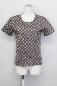 KANEKO ISAO / 花&格子柄Tシャツ  パープル T-25-02-23-017-EL-TO-SA-ZT219