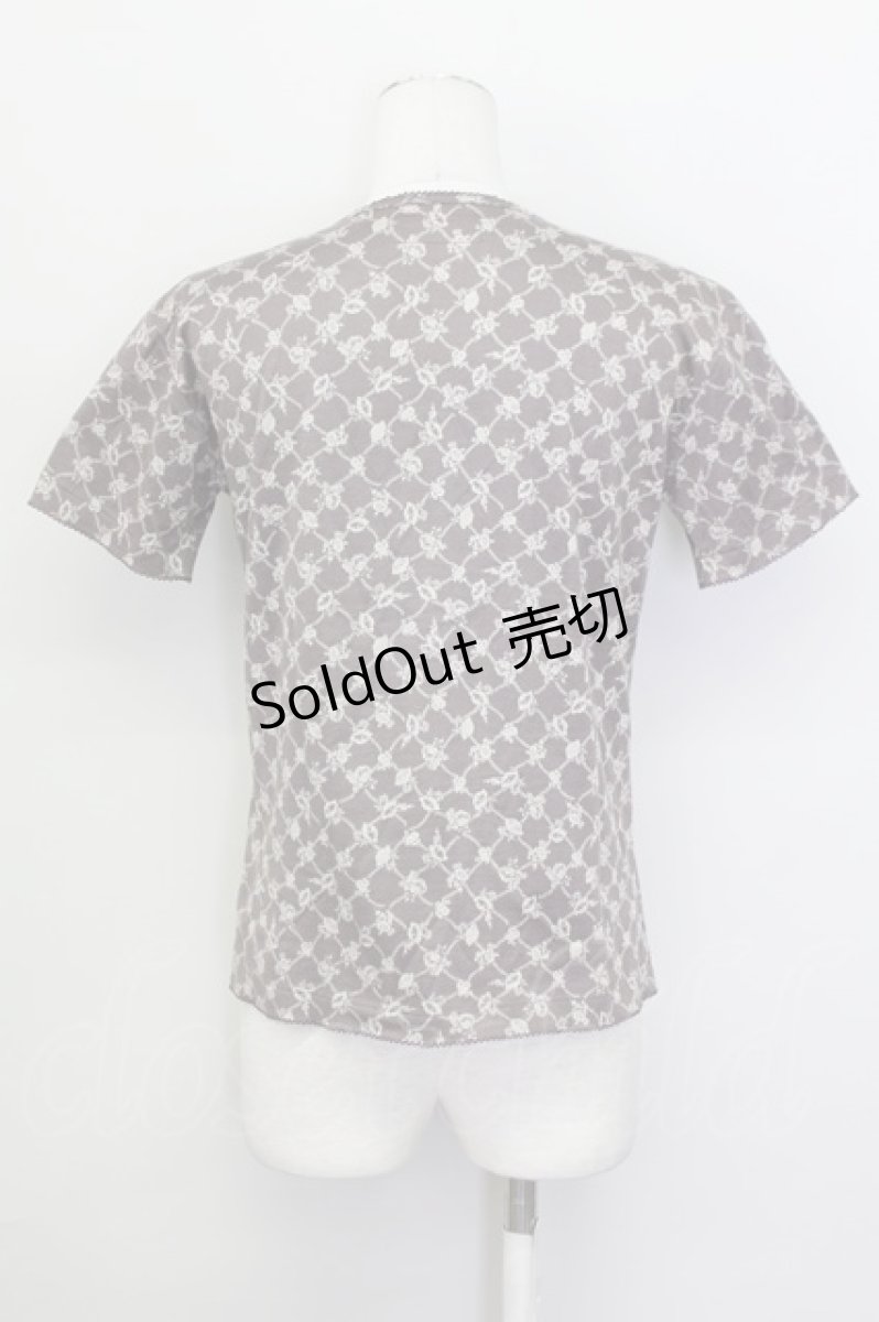 画像2: 【SALE】KANEKO ISAO / 花&格子柄Tシャツ  パープル T-25-02-23-017-EL-TO-SA-ZT252 (2)