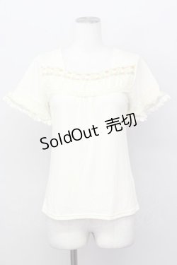 画像1: axes femme / 胸元袖レース半袖プルオーバー  アイボリー T-25-02-23-002-AX-TO-SA-ZT219