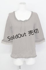 PINK HOUSE / 袖2色フリル五分袖トップス L ブラウン T-25-02-23-019-LO-TO-SA-ZT
