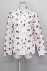 Candy Stripper / 国旗柄シャツ  白Ｘ赤Ｘネイビー T-25-03-08-003-PU-BL-SA-ZI