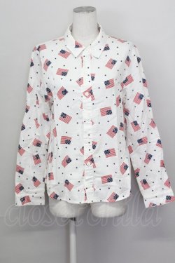 画像1: Candy Stripper / 国旗柄シャツ  白Ｘ赤Ｘネイビー T-25-03-08-003-PU-BL-SA-ZI