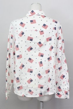 画像2: Candy Stripper / 国旗柄シャツ  白Ｘ赤Ｘネイビー T-25-03-08-003-PU-BL-SA-ZI