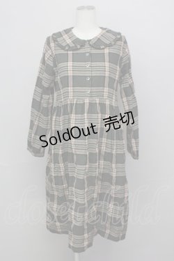 画像1: merry jenny / チェック長袖ワンピース  グリーン T-25-03-08-026-LO-OP-SA-ZI