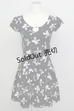 画像1: MILK / シルエットRibbonワンピース  黒Ｘピンク T-25-03-08-027-ML-OP-SA-ZI