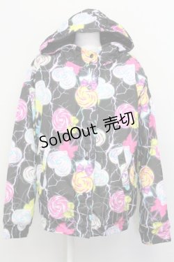 画像1: 【SALE】galaxxxy / キャンディ柄中綿ジャケット  ブラック T-25-03-08-031-PU-CO-SA-ZT-C046