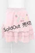 Emily Temple cute / 刺繍入りベロアフリルミニスカート  ピンク T-25-03-08-035-ET-SK-SA-ZI