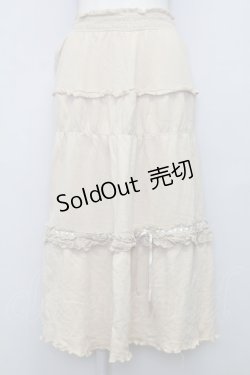 画像1: Emily Temple cute / はしごレースリボンロングカットスカート  ベージュ T-25-03-08-036-ET-SK-SA-ZI