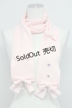 画像1: MILK / リボン付ニットスカーフ  ピンク T-25-03-08-037-ML-ZA-SA-ZI