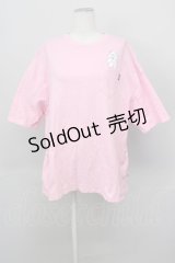 Candy Stripper / BEARボーダー半袖カットソー  ピンクＸ白 T-25-03-08-008-PU-TO-SA-ZI