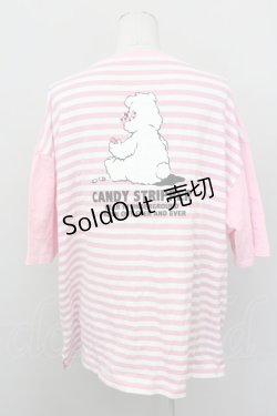 画像2: Candy Stripper / BEARボーダー半袖カットソー  ピンクＸ白 T-25-03-08-008-PU-TO-SA-ZI