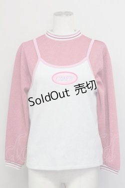 画像1: Candy Stripper / キャミ付きトップス  ピンク T-25-03-08-009-PU-TO-SA-ZI