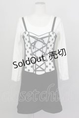 MILK / コルセットデザインカットワンピース  白Ｘ黒 T-25-03-08-002-ML-OP-SA-ZI