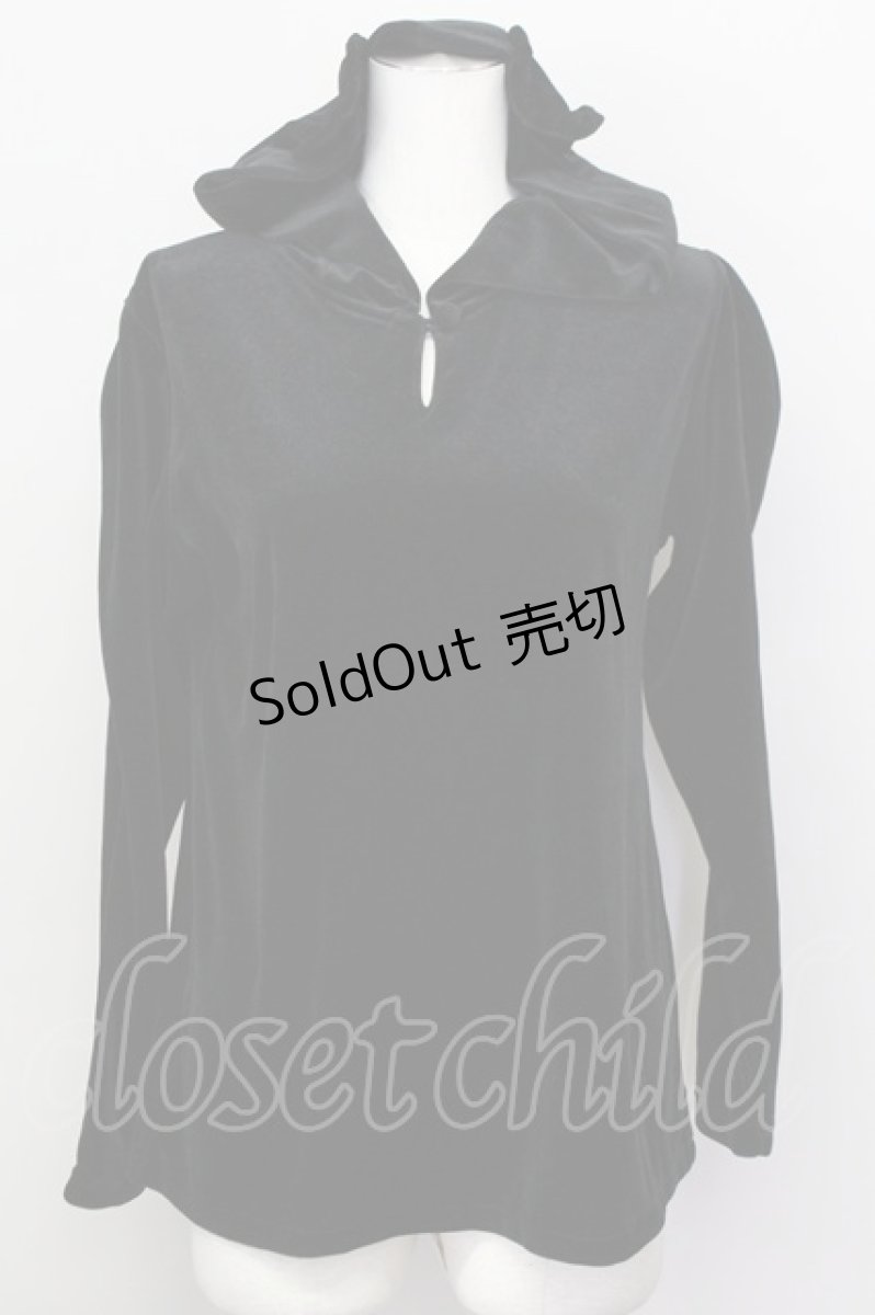 画像1: 【SALE】Jane Marple / クマ耳ベロアパーカー  ブラック T-25-03-08-012-JM-TO-SA-ZT471 (1)