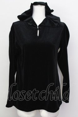 画像1: Jane Marple / クマ耳ベロアパーカー  ブラック T-25-03-08-012-JM-TO-SA-ZI