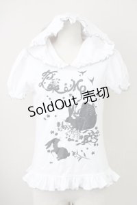 PUTUMAYO / うさみみ半袖カットソー  白Ｘ黒 T-25-03-14-001-PT-TO-SA-ZT