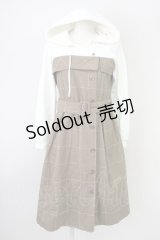 axes femme / チェックフードワンピース  白Ｘブラウン T-25-03-14-017-AX-OP-SA-ZT