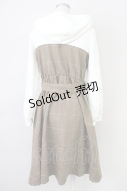 画像2: axes femme / チェックフードワンピース  白Ｘブラウン T-25-03-14-017-AX-OP-SA-ZT