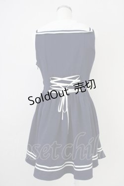 画像2: a.r.w / セーラー襟ノースリーブワンピース  ネイビーｘ白 T-25-03-14-020-LO-OP-SA-ZI