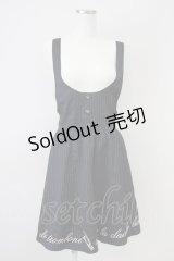 a.r.w / ストライプ&裾刺繍ジャンパースカート  ネイビーＸ白 T-25-03-14-021-LO-OP-SA-ZT
