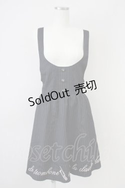 画像1: a.r.w / ストライプ&裾刺繍ジャンパースカート  ネイビーＸ白 T-25-03-14-021-LO-OP-SA-ZT
