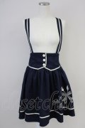 Amavel / カトラリー刺繍サス付きスカート  紺Ｘ白 T-25-03-14-028-CA-SK-SA-ZI