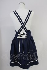 画像2: Amavel / カトラリー刺繍サス付きスカート  紺Ｘ白 T-25-03-14-028-CA-SK-SA-ZT663 (2)