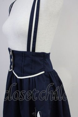 画像3: Amavel / カトラリー刺繍サス付きスカート  紺X白 T-25-03-14-028-CA-SK-SA-ZI