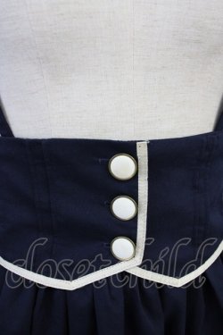 画像4: Amavel / カトラリー刺繍サス付きスカート  紺X白 T-25-03-14-028-CA-SK-SA-ZI