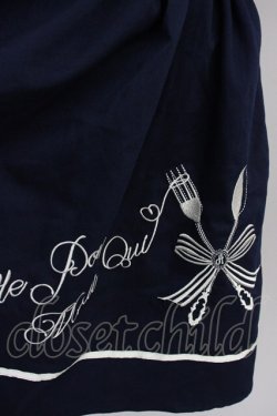 画像6: Amavel / カトラリー刺繍サス付きスカート  紺X白 T-25-03-14-028-CA-SK-SA-ZI