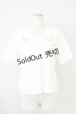 画像1: Fi.n.t / キンモクセイ刺繍レース衿ブラウス  白 T-25-03-14-004-CA-BL-SA-ZI