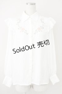an another angelus / シュラブローズ刺繍シャツ  白 T-25-03-14-005-CA-BL-SA-ZI
