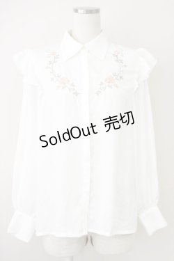 画像1: an another angelus / シュラブローズ刺繍シャツ  白 T-25-03-14-005-CA-BL-SA-ZI