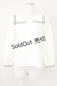 Fi.n.t / ダブルライン使いセーラーシャツ  白 T-25-03-14-007-CA-BL-SA-ZI