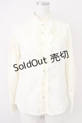 axes femme / シャドーストライプスタンドネックブラウス  アイボリー T-25-03-14-011-AX-BL-SA-ZT
