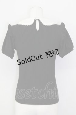画像2: axes femme POETIQUE / フラワーリボン刺繍襟プルオーバー  黒Ｘアイボリー T-25-03-15-020-AX-TO-SA-ZT