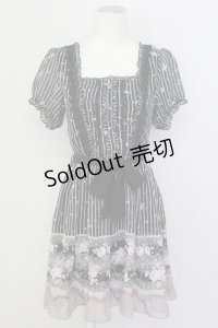 axes femme / ストライプローズptシフォンワンピース M ブラック T-25-03-15-021-AX-OP-SA-ZT